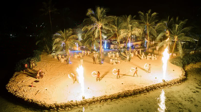 final night fire dancers in Bora Bora